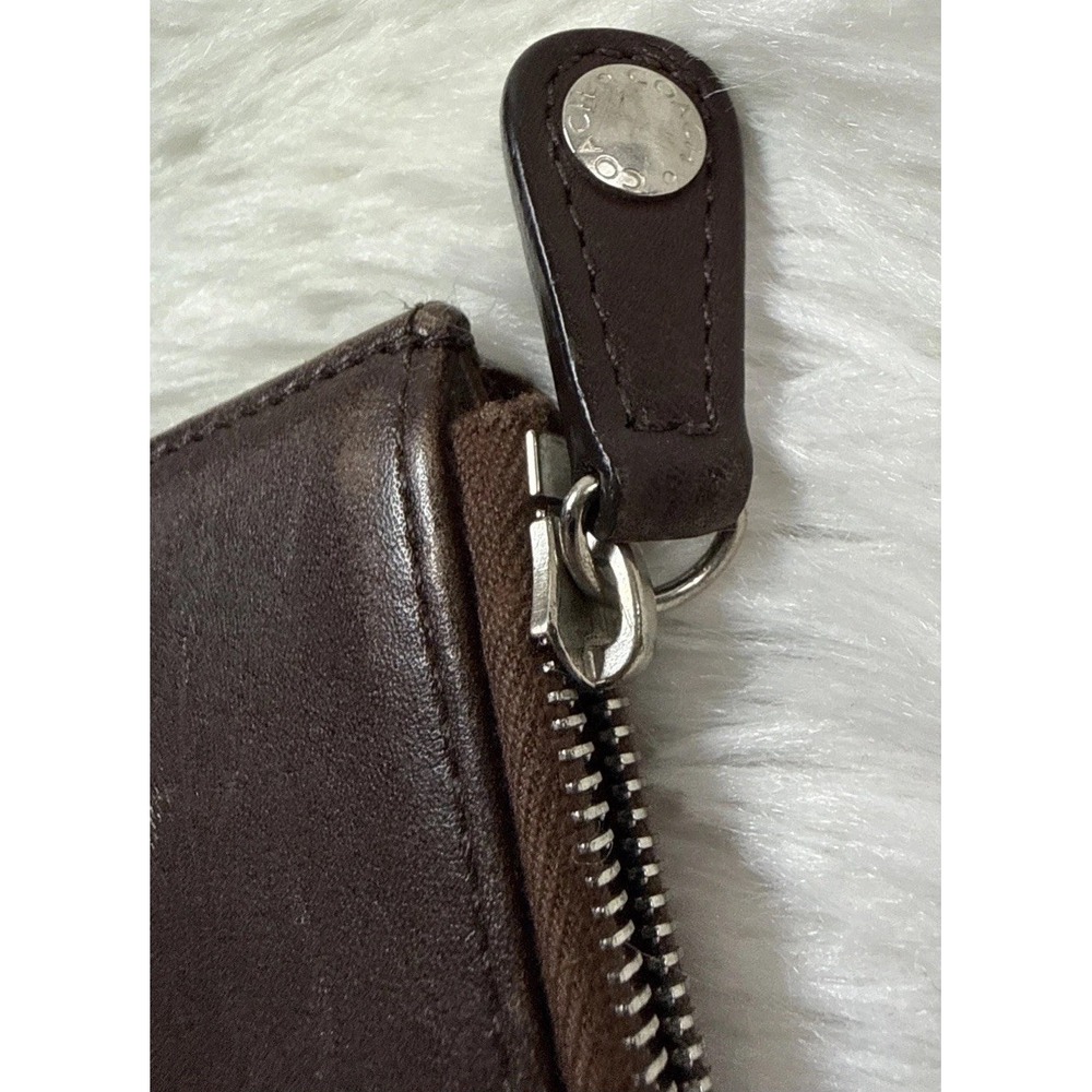 Vintage Coach Brown Glove Tanned Leather Zip Around Bifold Wallet - Picture 5 of 8